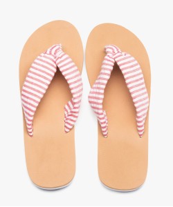 Tongs femme à brides en toile rayée rembourrée
